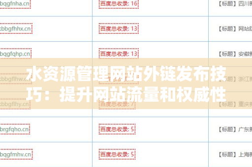 水资源管理网站外链发布技巧：提升网站流量和权威性