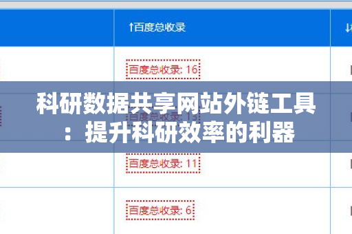 科研数据共享网站外链工具：提升科研效率的利器