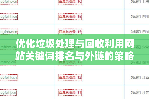 优化垃圾处理与回收利用网站关键词排名与外链的策略