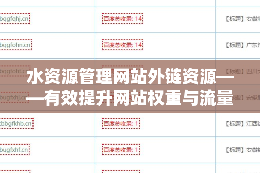 水资源管理网站外链资源——有效提升网站权重与流量的策略