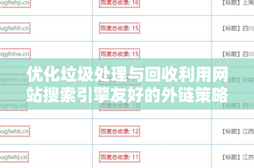 优化垃圾处理与回收利用网站搜索引擎友好的外链策略