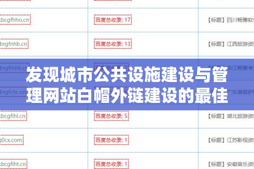 发现城市公共设施建设与管理网站白帽外链建设的最佳实践