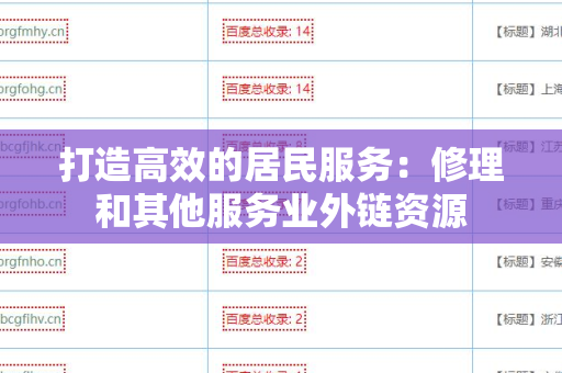 打造高效的居民服务：修理和其他服务业外链资源