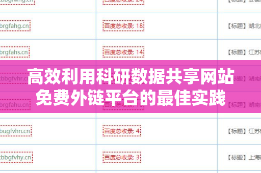 高效利用科研数据共享网站免费外链平台的最佳实践