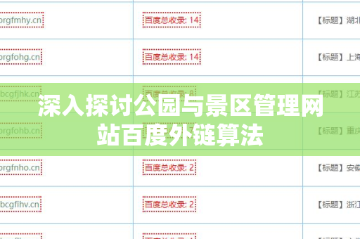 深入探讨公园与景区管理网站百度外链算法
