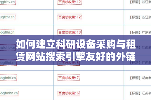 如何建立科研设备采购与租赁网站搜索引擎友好的外链