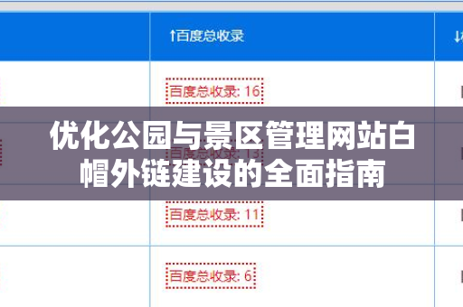 优化公园与景区管理网站白帽外链建设的全面指南