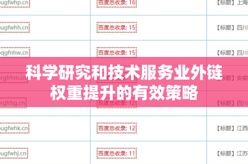 科学研究和技术服务业外链权重提升的有效策略