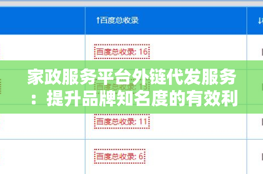 家政服务平台外链代发服务：提升品牌知名度的有效利器