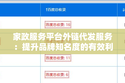 家政服务平台外链代发服务：提升品牌知名度的有效利器