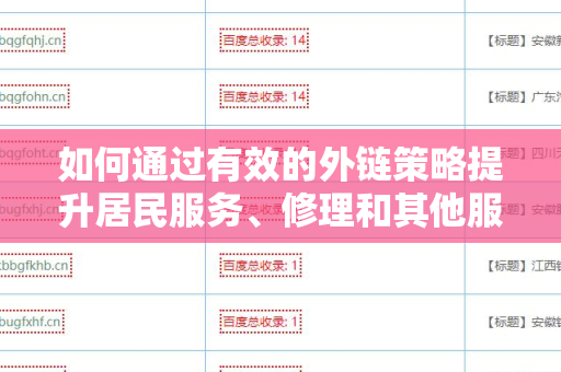 如何通过有效的外链策略提升居民服务、修理和其他服务业的网络影响力