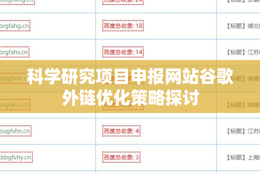 科学研究项目申报网站谷歌外链优化策略探讨