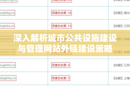 深入解析城市公共设施建设与管理网站外链建设策略