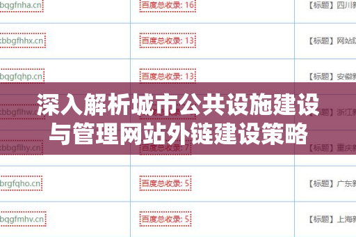 深入解析城市公共设施建设与管理网站外链建设策略