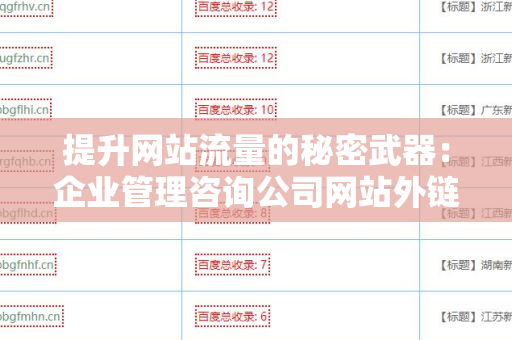 提升网站流量的秘密武器：企业管理咨询公司网站外链工具
