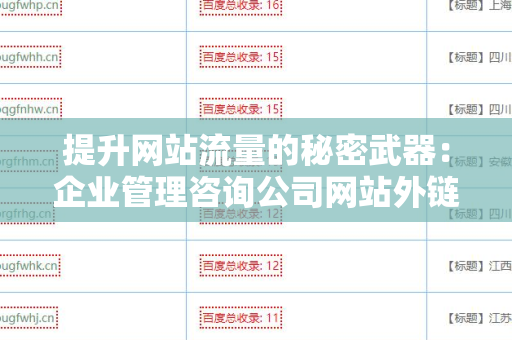提升网站流量的秘密武器：企业管理咨询公司网站外链工具