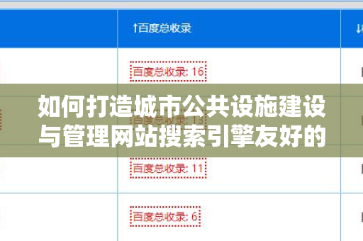 如何打造城市公共设施建设与管理网站搜索引擎友好的外链