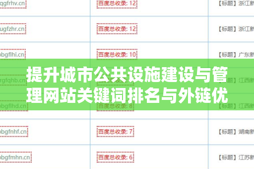 提升城市公共设施建设与管理网站关键词排名与外链优化策略