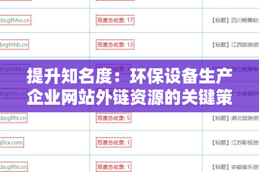提升知名度：环保设备生产企业网站外链资源的关键策略