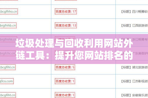 垃圾处理与回收利用网站外链工具：提升您网站排名的有效方法
