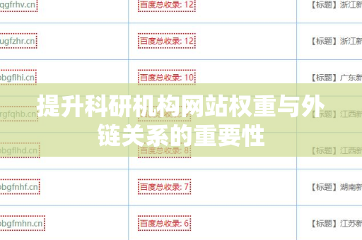 提升科研机构网站权重与外链关系的重要性