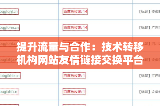 提升流量与合作：技术转移机构网站友情链接交换平台