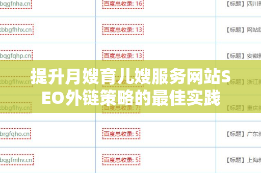 提升月嫂育儿嫂服务网站SEO外链策略的最佳实践