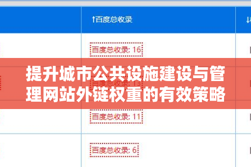 提升城市公共设施建设与管理网站外链权重的有效策略