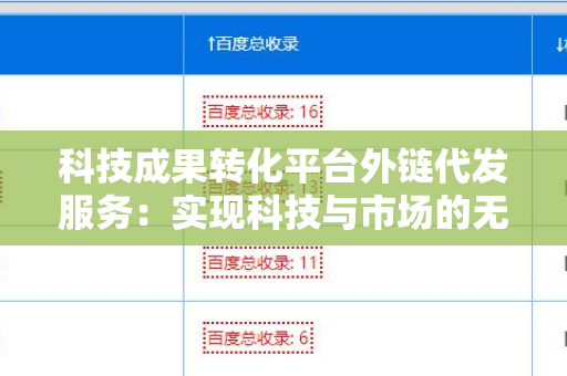 科技成果转化平台外链代发服务：实现科技与市场的无缝连接