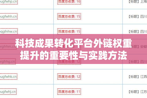 科技成果转化平台外链权重提升的重要性与实践方法