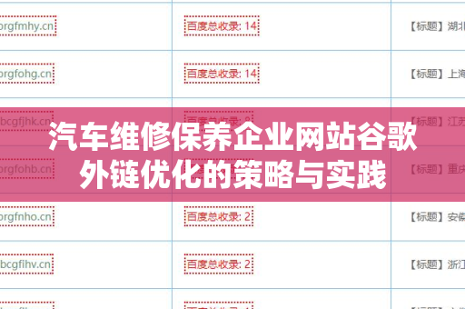 汽车维修保养企业网站谷歌外链优化的策略与实践