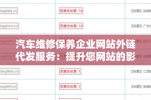 汽车维修保养企业网站外链代发服务：提升您网站的影响力与流量