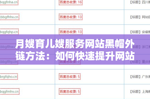 月嫂育儿嫂服务网站黑帽外链方法：如何快速提升网站流量和排名