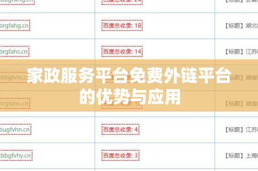 家政服务平台免费外链平台的优势与应用