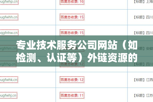 专业技术服务公司网站（如检测、认证等）外链资源的重要性与优化策略