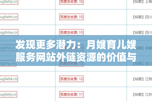 发现更多潜力：月嫂育儿嫂服务网站外链资源的价值与策略