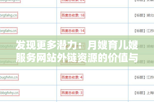 发现更多潜力：月嫂育儿嫂服务网站外链资源的价值与策略
