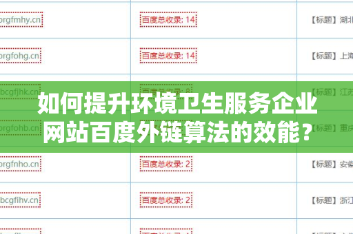 如何提升环境卫生服务企业网站百度外链算法的效能？