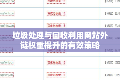 垃圾处理与回收利用网站外链权重提升的有效策略