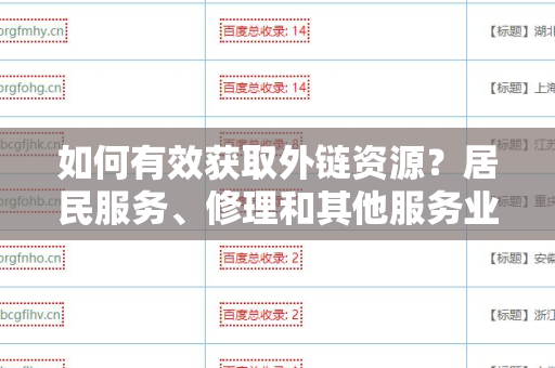 如何有效获取外链资源？居民服务、修理和其他服务业如何获取外链资源