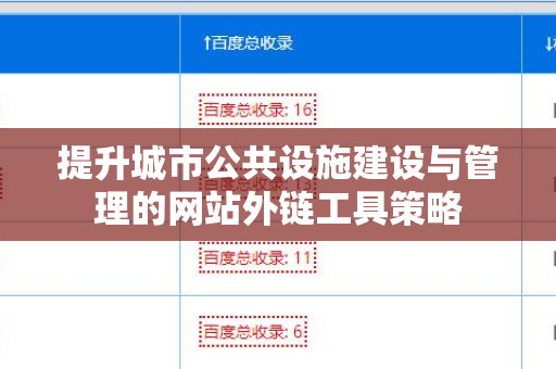 提升城市公共设施建设与管理的网站外链工具策略