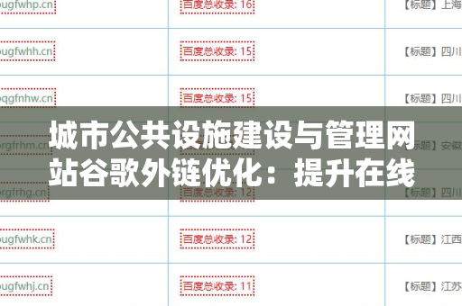 城市公共设施建设与管理网站谷歌外链优化：提升在线可见性的策略与实践