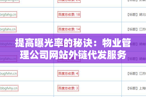 提高曝光率的秘诀：物业管理公司网站外链代发服务