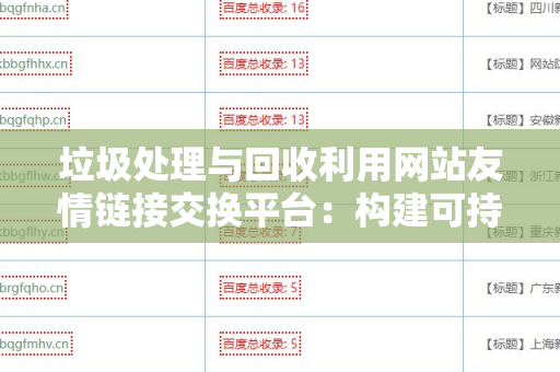 垃圾处理与回收利用网站友情链接交换平台：构建可持续发展的环境