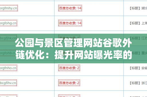 公园与景区管理网站谷歌外链优化：提升网站曝光率的有效策略