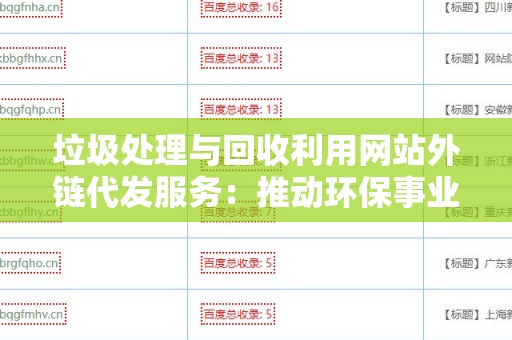 垃圾处理与回收利用网站外链代发服务：推动环保事业的有效途径