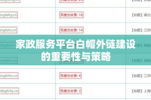 家政服务平台白帽外链建设的重要性与策略
