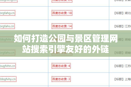 如何打造公园与景区管理网站搜索引擎友好的外链