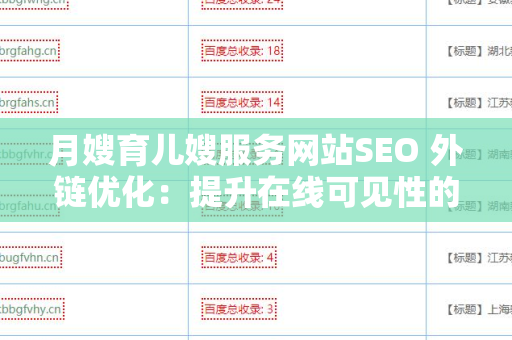 月嫂育儿嫂服务网站SEO 外链优化：提升在线可见性的关键策略