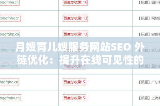 月嫂育儿嫂服务网站SEO 外链优化：提升在线可见性的关键策略